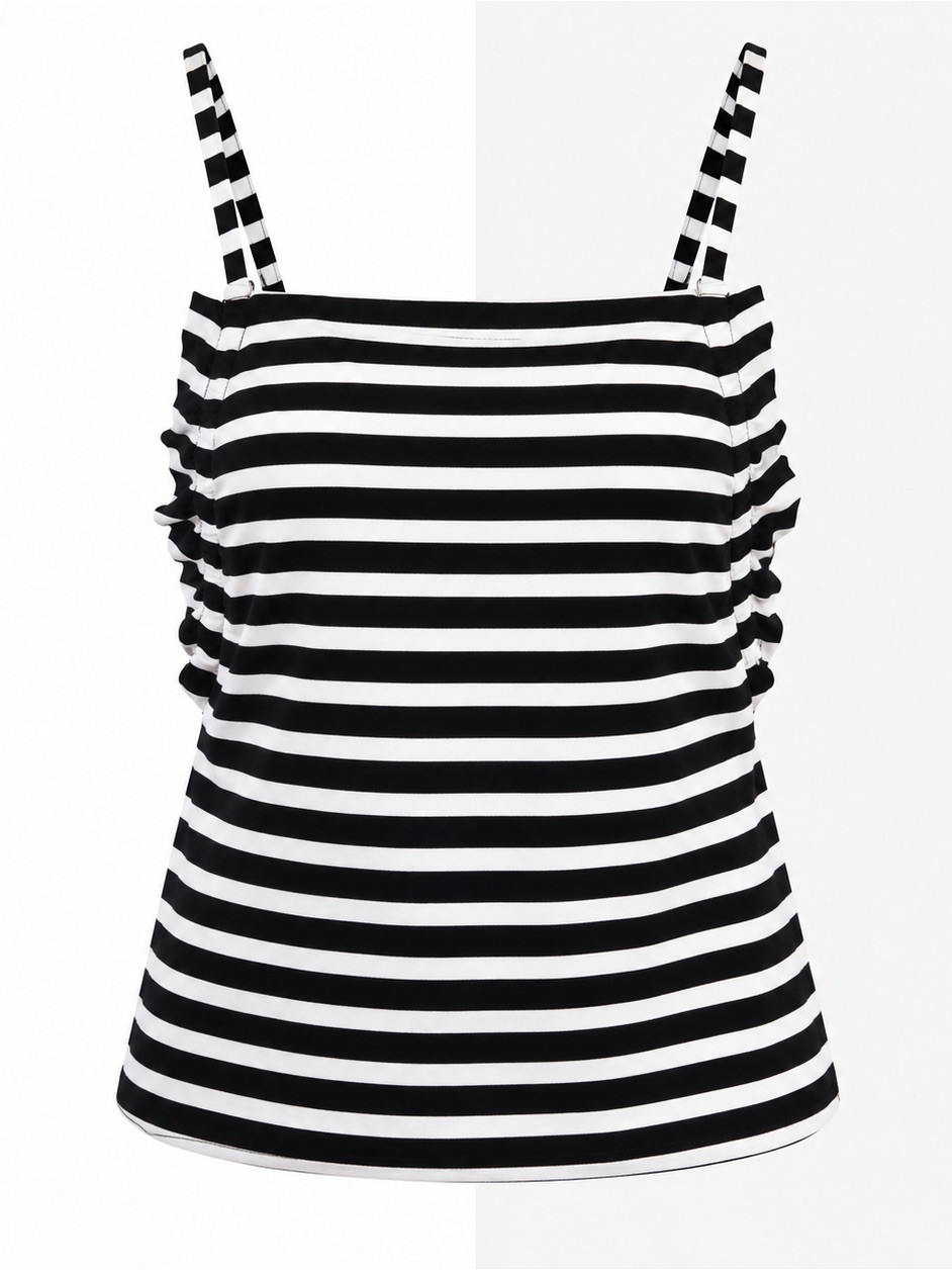 Striped Square-Neck Camisole In Black And White